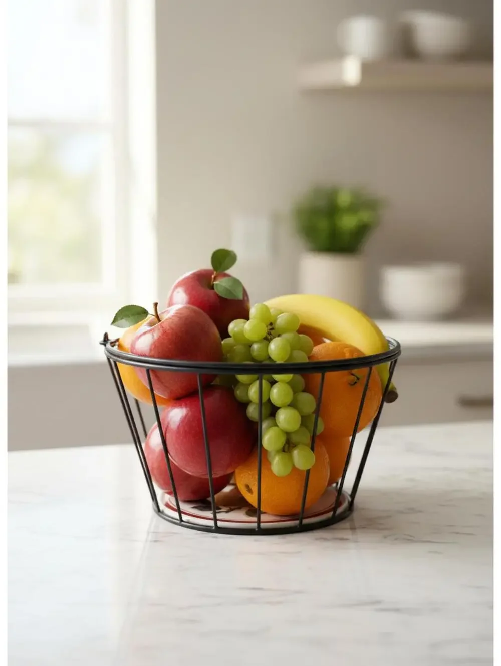 Vintage Hallmark Metal Apple Basket wCeramic Tile Bottom by Jan Karon,Fall Decor